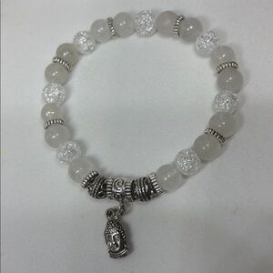 Quartz Crystal, Yogi Stretch Collection layering Bracelet - genuine stone